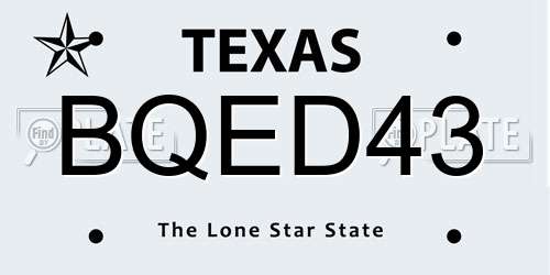BQED43 Texas License Plate