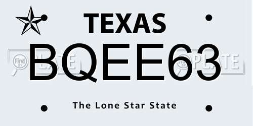 BQEE63 Texas License Plate