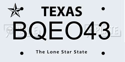 BQEO43 Texas License Plate