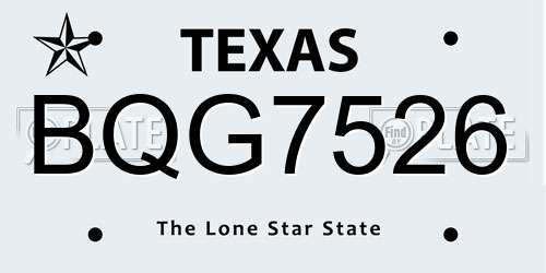 BQG7526 Texas License Plate
