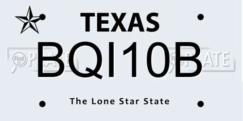 BQI10B Texas License Plate
