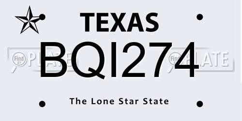 BQI274 Texas License Plate