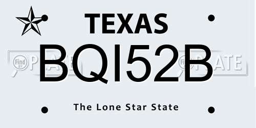 BQI52B Texas License Plate