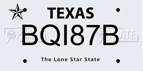 BQI87B Texas License Plate