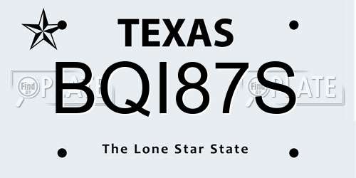 BQI87S Texas License Plate