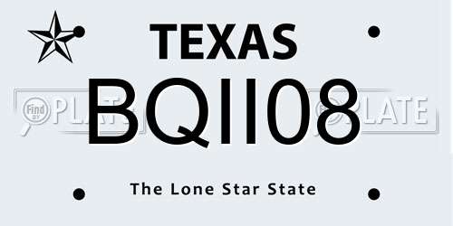 BQII08 Texas License Plate