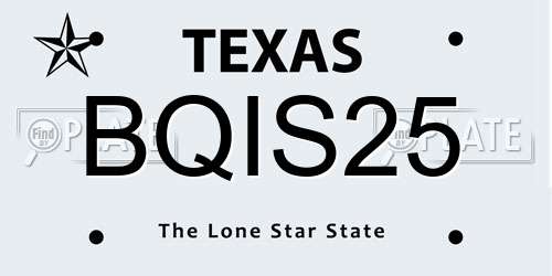 BQIS25 Texas License Plate