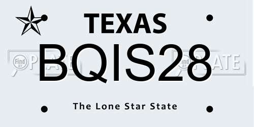 BQIS28 Texas License Plate