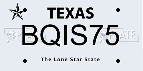 BQIS75 Texas License Plate