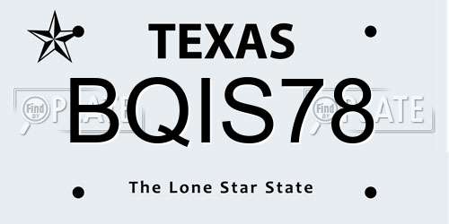 BQIS78 Texas License Plate