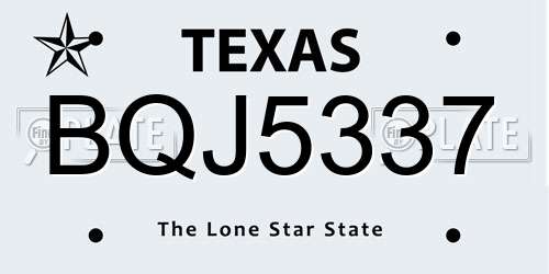 BQJ5337 Texas License Plate