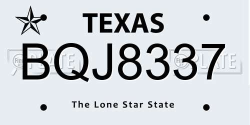 BQJ8337 Texas License Plate