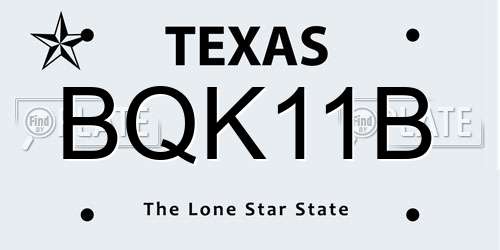 BQK11B Texas License Plate