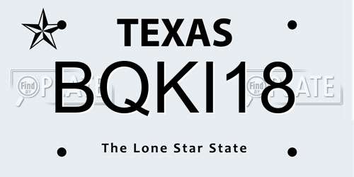 BQKI18 Texas License Plate