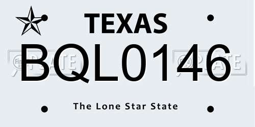 BQL0146 Texas License Plate