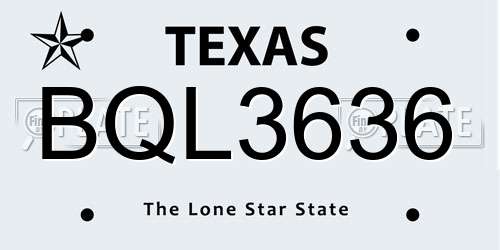 BQL3636 Texas License Plate