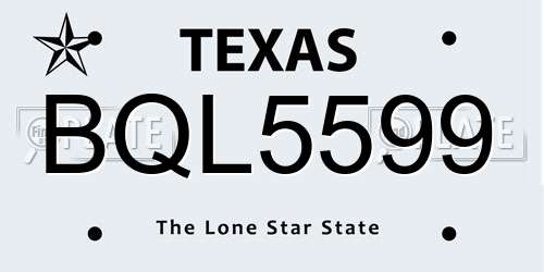BQL5599 Texas License Plate