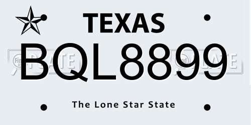 BQL8899 Texas License Plate