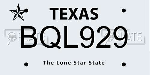BQL929 Texas License Plate