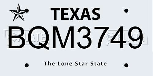 BQM3749 Texas License Plate