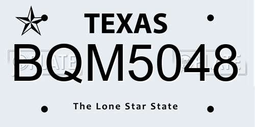 BQM5048 Texas License Plate