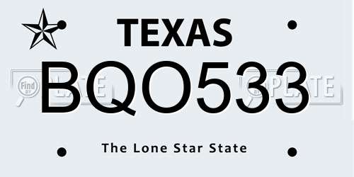 BQO533 Texas License Plate