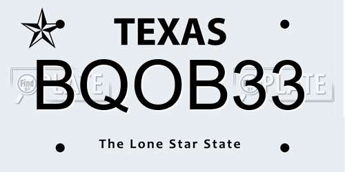 BQOB33 Texas License Plate