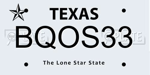 BQOS33 Texas License Plate