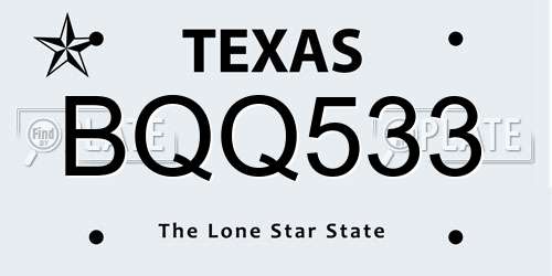 BQQ533 Texas License Plate