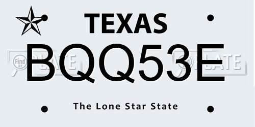 BQQ53E Texas License Plate