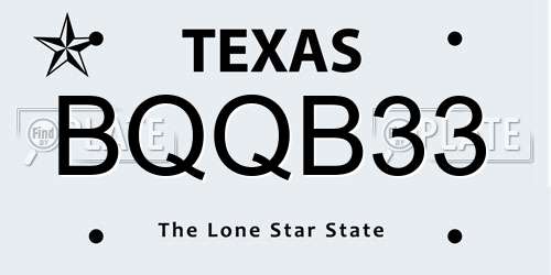 BQQB33 Texas License Plate