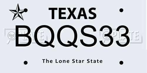 BQQS33 Texas License Plate
