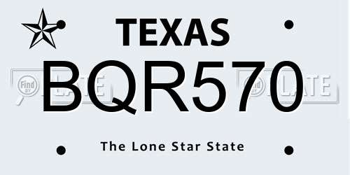 BQR570 Texas License Plate