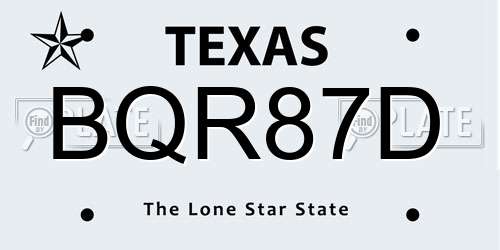 BQR87D Texas License Plate