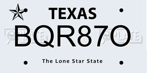 BQR87O Texas License Plate