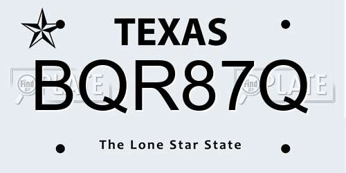 BQR87Q Texas License Plate