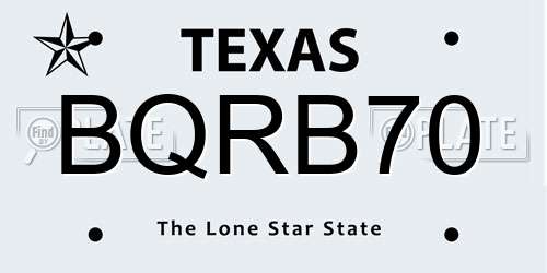 BQRB70 Texas License Plate