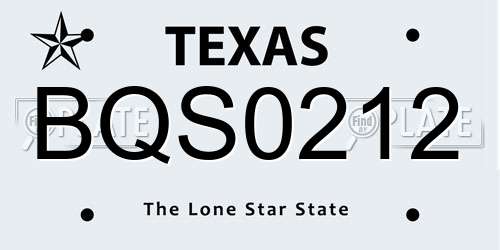 BQS0212 Texas License Plate