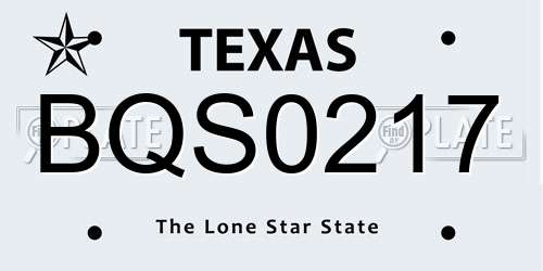 BQS0217 Texas License Plate