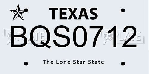 BQS0712 Texas License Plate