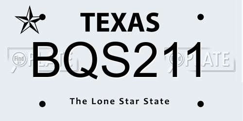 BQS211 Texas License Plate