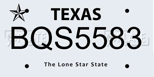 BQS5583 Texas License Plate