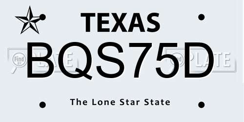 BQS75D Texas License Plate