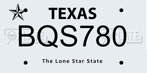 BQS780 Texas License Plate