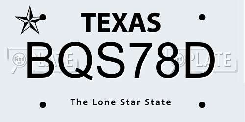BQS78D Texas License Plate