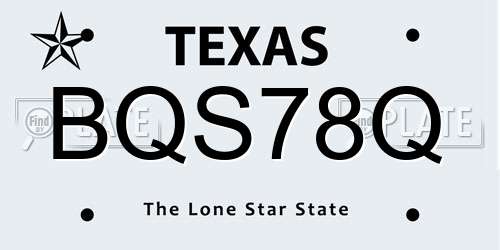 BQS78Q Texas License Plate