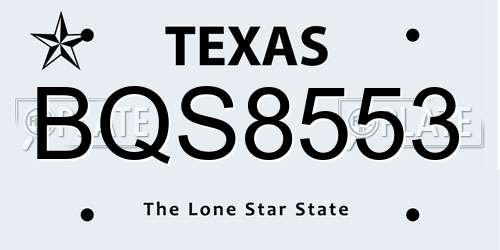 BQS8553 Texas License Plate