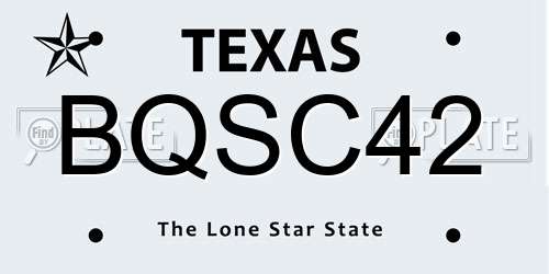 BQSC42 Texas License Plate