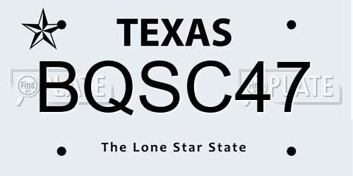 BQSC47 Texas License Plate