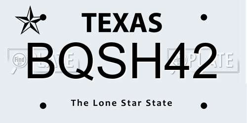 BQSH42 Texas License Plate